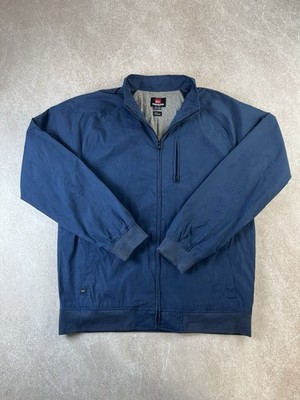 Quiksilver Herren XL blau Windbreaker Jacke Full Zip leicht Surf Tech Tasche