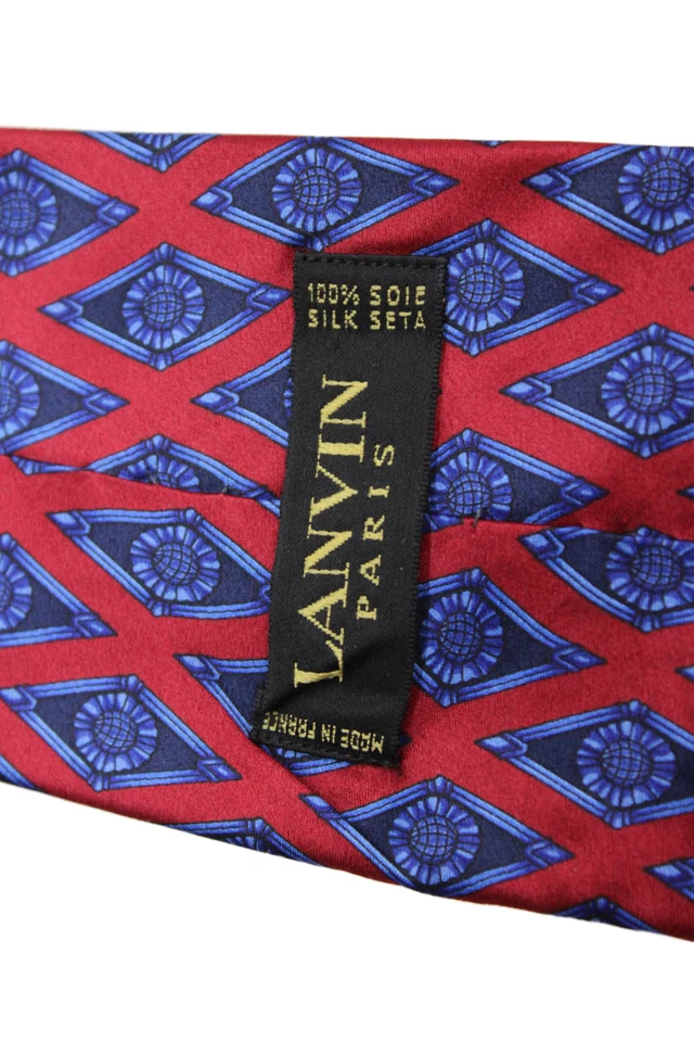 Corbata de ancho ancho con estampado de diamantes de seda Lanvin para hombre roja azul Foto 3 de 3