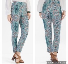 Chico s So Slimming Brigitte Ankle Medallion Pull On Pants Women 10P Blue