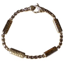 Jai By John Hardy Sterling Silver Hammered Station Box Chain 7" Bracelet