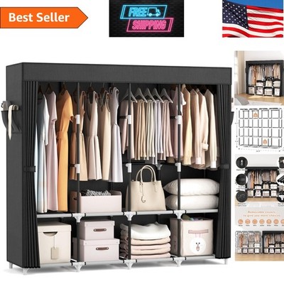 Sturdy Free Standing Portable Wardrobe (67''W) - 4 Shelving Units Included