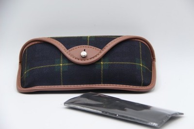 POLO RALPH LAUREN AUTHENTIC EYEGLASSES SUNGLASSES BUTTON BLUE PLAID CASE CLOTH