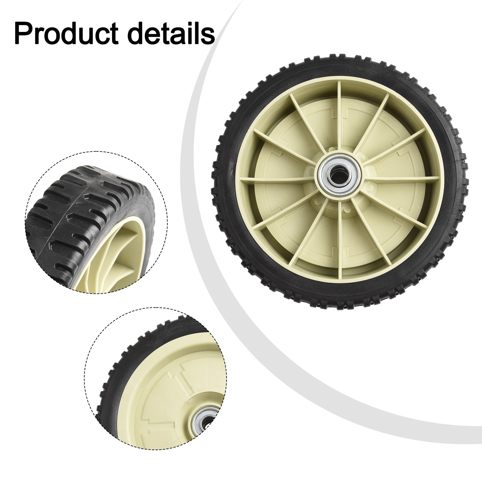 Heavy Duty Lawn Mower Wheel Set Black Rubber Compatible with Push Types