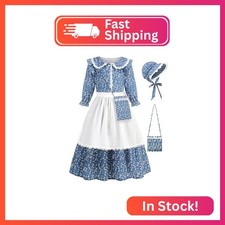Aoiviss Girls Pioneer Costume Floral Colonial Prairie Dress for Little Kids