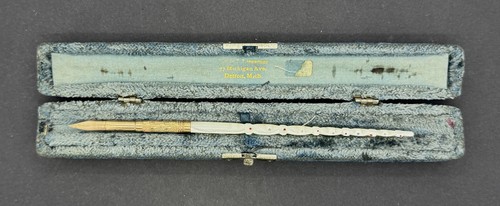 Early Jackson and Co. 14k 2 Size Dip Nib, Carved, Painted MOP Holder with Box