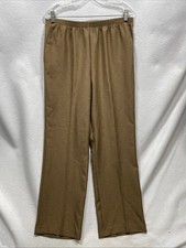 Alfred Dunner Women's Size 12 Taupe Elastic Waist Straight Leg Dress Pants