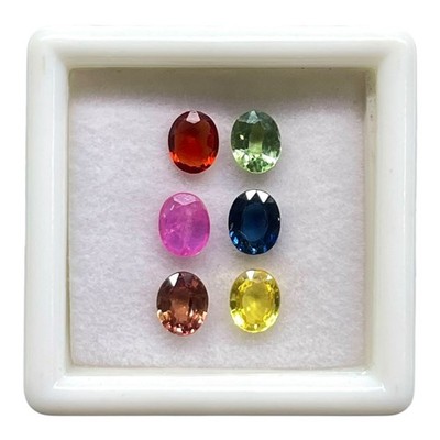 6 Stück Natürlich Multi Saphir 5x4mm Oval Schliff Glänzend Lose Edelstein Menge