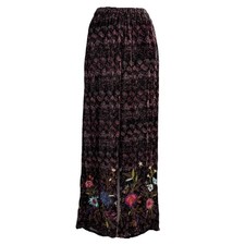 Johnny Was Los Angeles Women s XS Ulla Velvet Wide Leg Pants Embroidered Pocket
