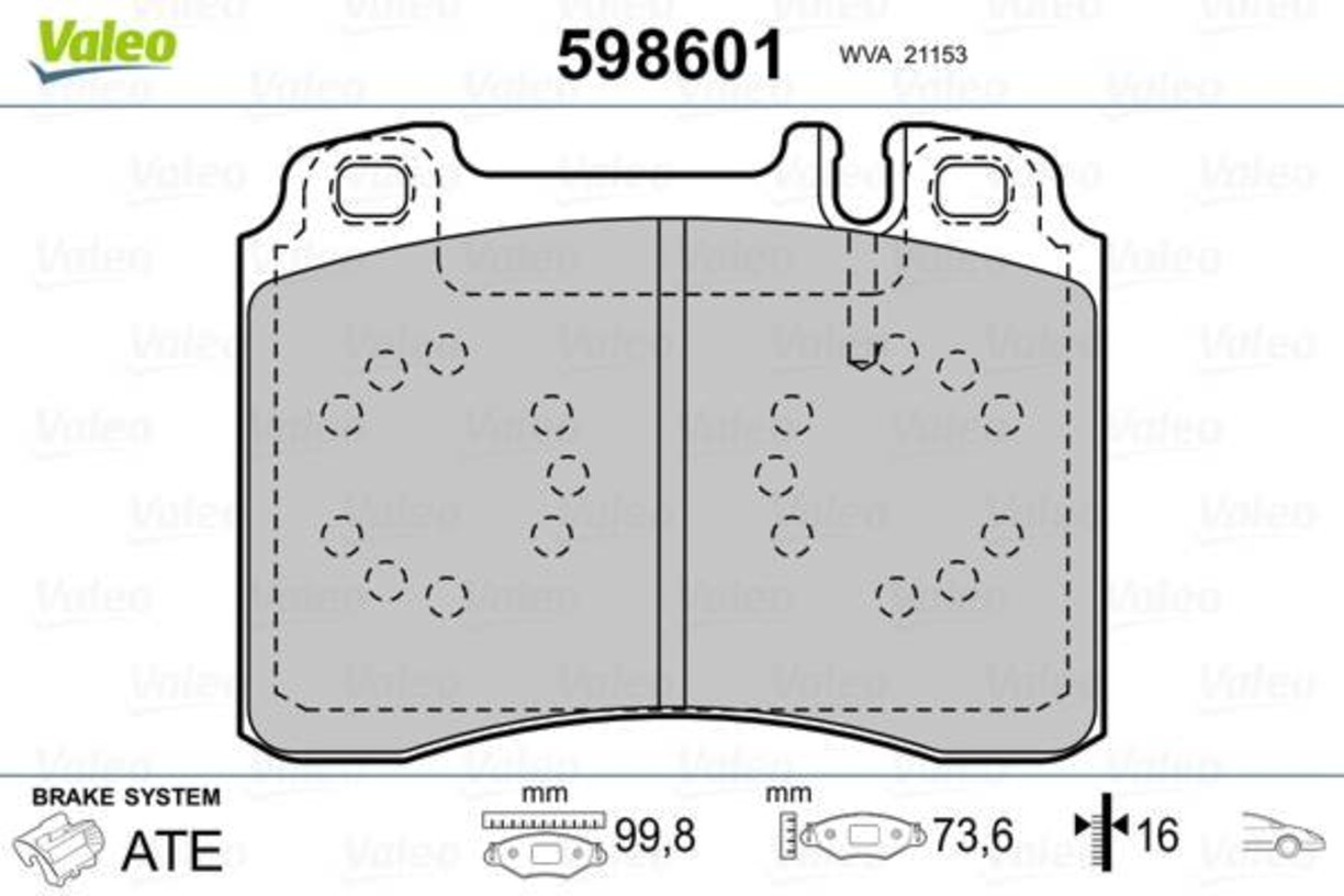 VALEO Disc Brake Pad Set Front For MERCEDES 190 A124 C124 C208 R129 24201520 NEW