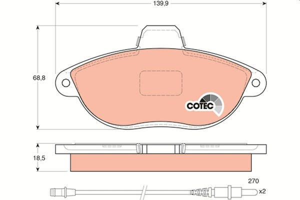 Bremsbelagsatz Scheibenbremse Cotec TRW GDB1216 FüR Fiat Peugeot 806 Ulysse Bus-image