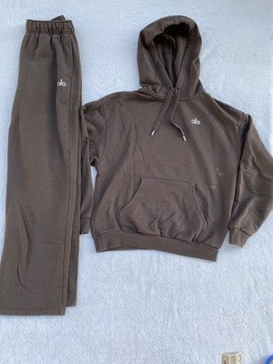 Womens Alo Accolade Brown Sweat Set Hoodie / Sweatpants Sz Medium