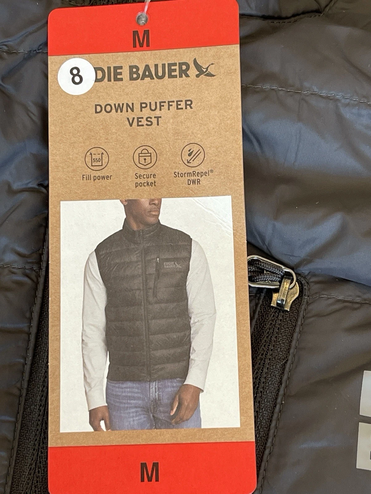 Eddie Bauer Men’s Lightweight Down 550 Insulation Full-Zip Vest, Size M. (New)