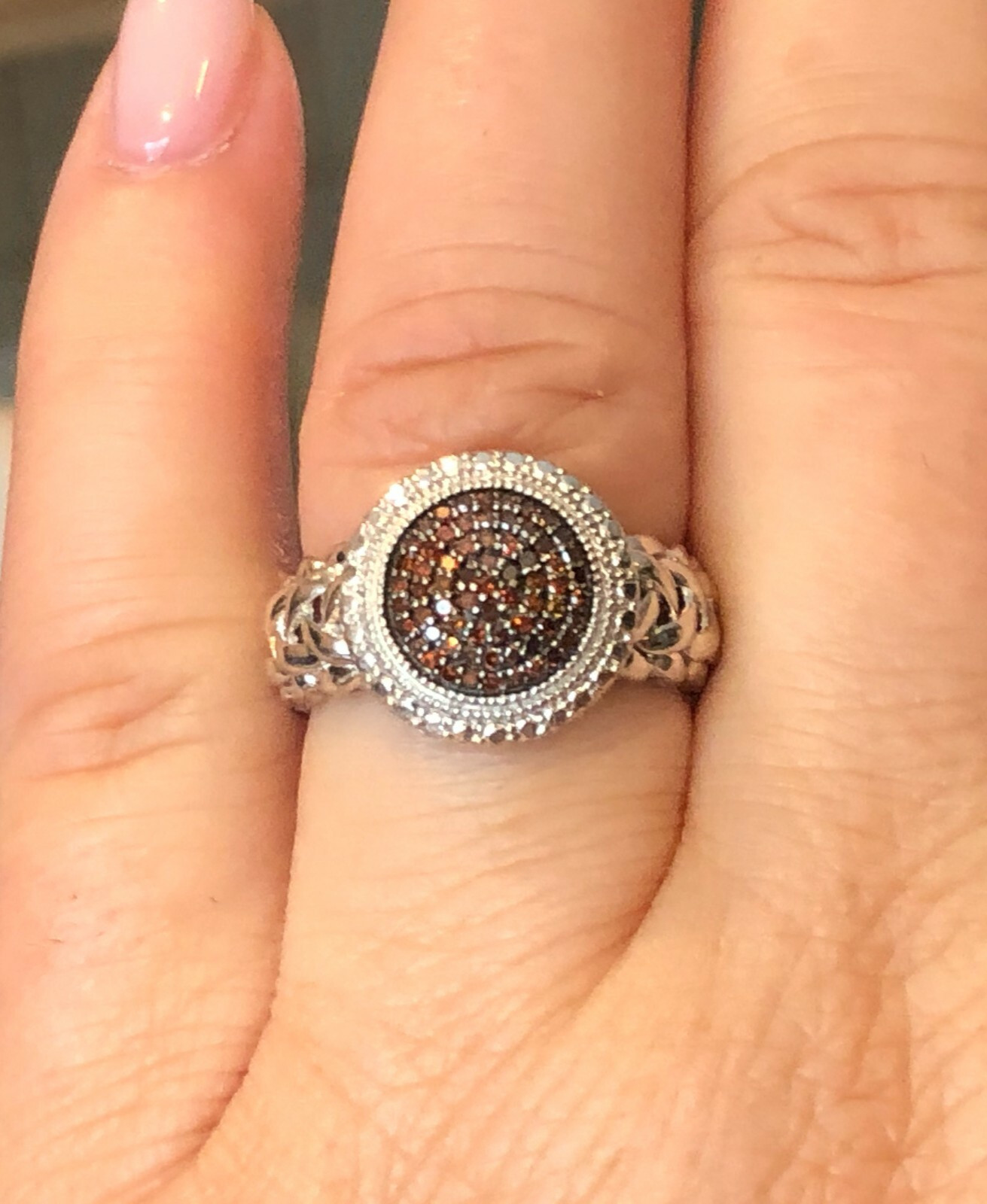 Affinity Diamond Sterling Silver Textured Band Re… - image 1