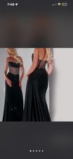 Velvet Rhinestone Strapless Mermaid Prom Dress with Corset Bodice and Side Slit