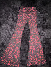 ONE BY ONE Womens Black Red Heart Print Mesh ...