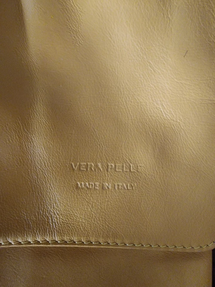 Vera Pelle Leather Purse Cross Body Mustard Yellow NWOT - Image 4 of 4