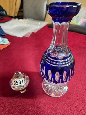 Waterford Crystal Clarendon Cobalt Blue Cut To Clear Decanter Stopper READ CHIP - Image 1 of 4