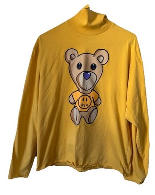 Drew House  Justin Bieber Theodore Bear Yellow Turtleneck Long Sleeve Size Small