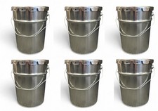 6 x Empty 5 Litre Metal Bucket Tin Can Complete With Lid