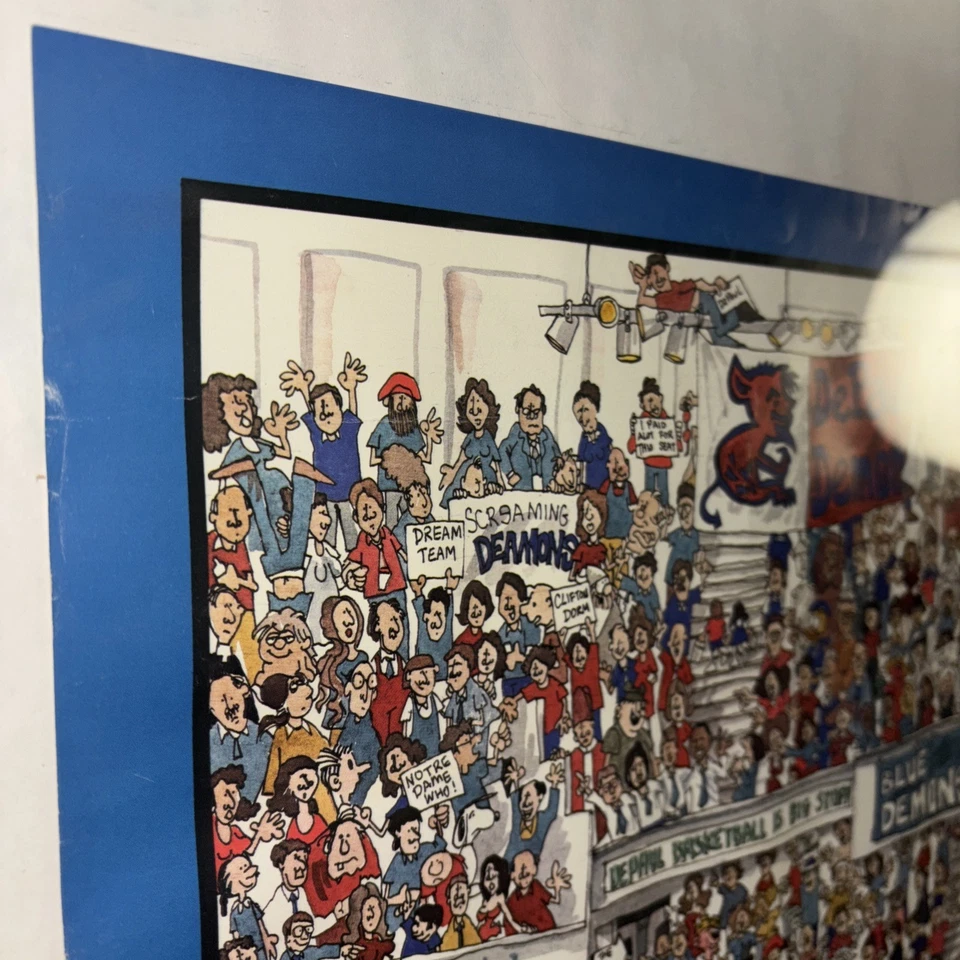 Vintage 1984 DePaul Blue Demons Poster Illust Holladay Rosemt Horizon Caricature - Image 3 of 4