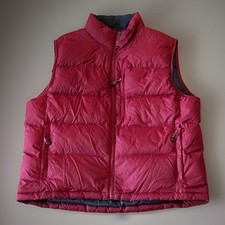LL Bean Goose Down Men's Red Quilted Puffer Vest Full Zip Pockets Size XL REG