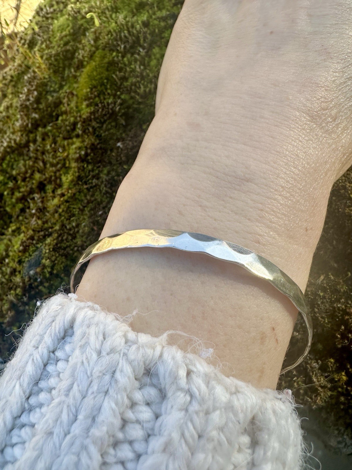 925 Sterling Solid Silver Hammered Contemporary B… - image 8