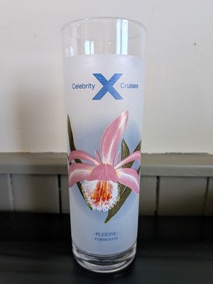 Celebrity Cruises Frosted Orchid High Ball Glass Pleione Formosana