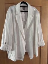 Chicos Alabaster Ivory Easy Moto Jacket Linen Blend Open Blazer 4 20/22 2xl NWT