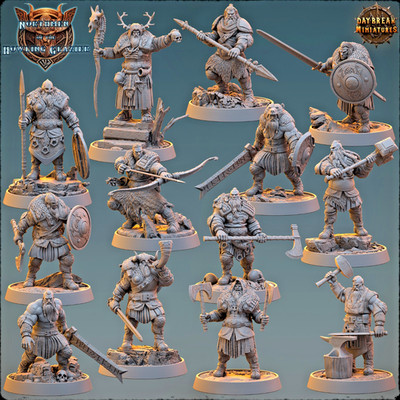Wikinger Barbaren 28mm Resin Miniaturen Warhammer Proxy D&D Howling Glacier