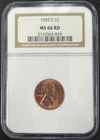 1955-S Lincoln Wheat Cent 1c MS66 RD NGC