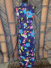 Vintage 1960's Kamehameha Hawaiian Barkcloth Aloha Maxi Dress w1289