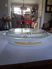 Vintage Pyrex 1 1/2 Quart Oval Lidded Divided Casarole Dish Royal Wheat