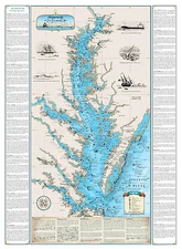Laminated Shipwrecks of the Chesapeake Bay Chart - Nautical Art Print Map