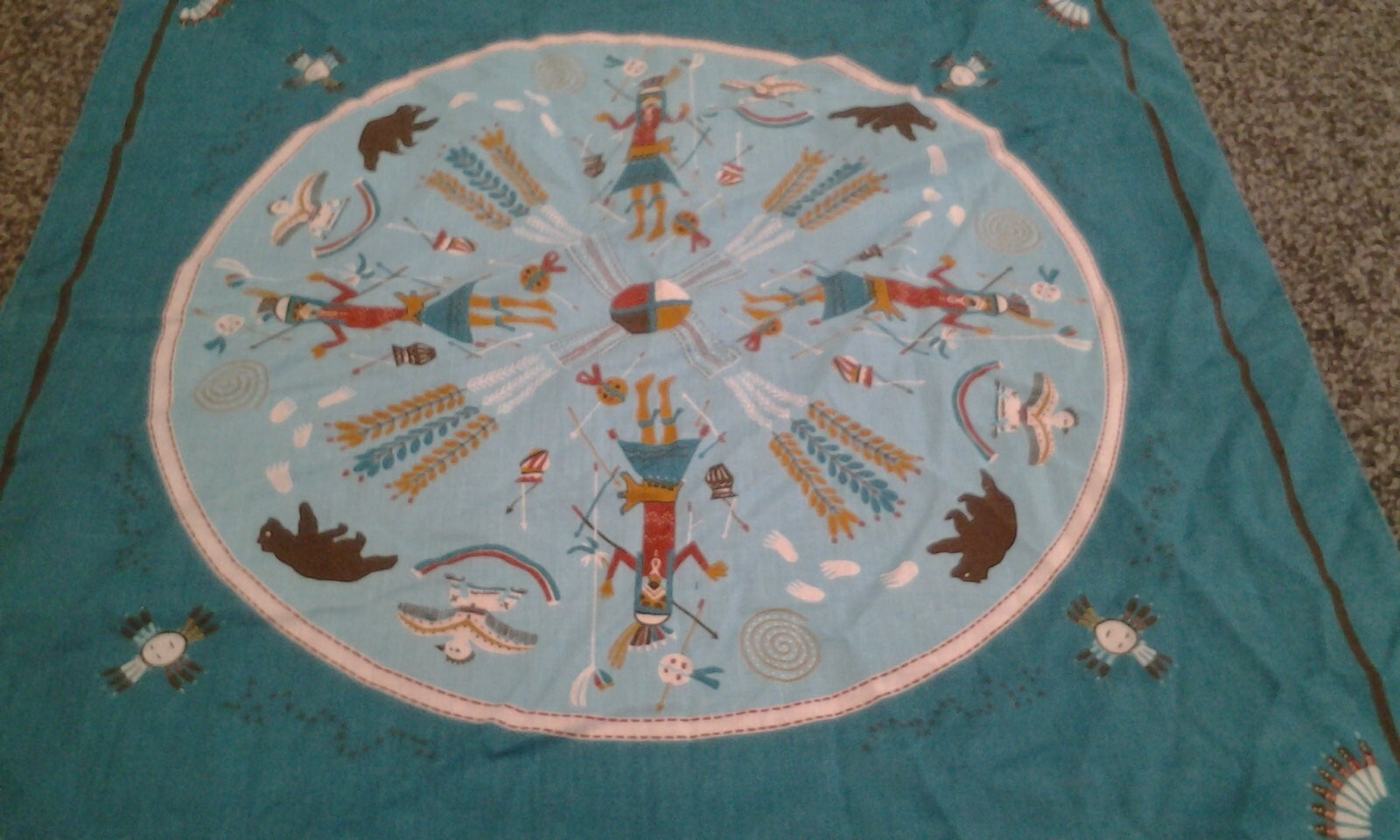 Teal Southwest Bear USA Cotton Bandana Scarf for Cowboy Hippie Biker-image