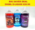 Kingston 500ML E Liquid 0MG No Nicotine Vape Juice 70VG/30PG Big Saver Deal