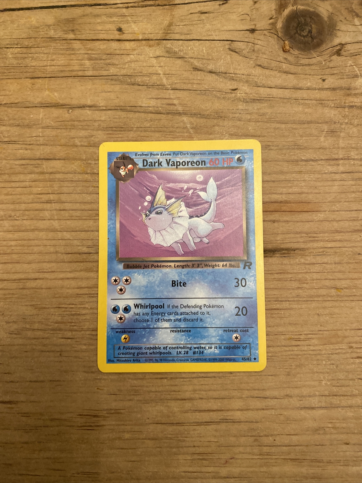 DARK VAPOREON - Team Rocket - 45/82 - Uncommon - Pokemon Card - Unlimited - NM