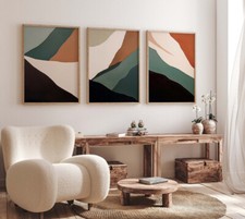 Gallery Wall Art Neutral Abstract Shapes 3 Set Posters Modern Abstract Prints