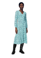 Image of Whistles Inez Abstract Tiger Midi Dress UK 10 BNWT Button Down RRP 149 Blue