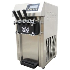 Fully Automatic 110V 3 Flavors Soft Serve Ice Cream Maker Pre-cooling&Freshness