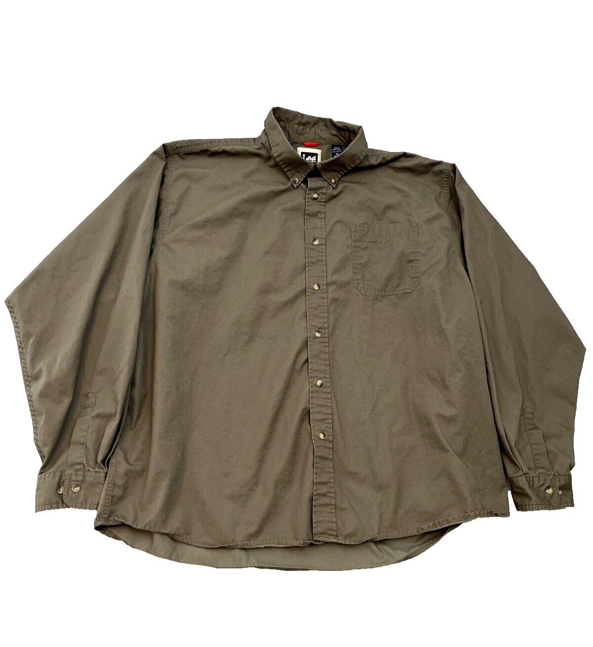 Lee Mens 3X Long Sleeve Olive Green Cotton Button Up Shirt