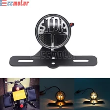 Vintage Stop Brake Taillight License Plate Light For Cafe Racer Chopper Bobber
