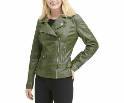 Green Lambskin Leather Jacket For Women Classic Biker Style Modern Jacket Coat