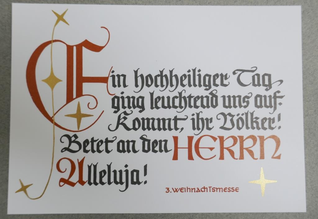 Weihnachtskarte Textkarte Weihnachtsmesse Zitat Spruchkarte gold religiöse Kunst