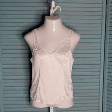Vassarette Vintage Slip Shirt Top Sz M White Sleeveless Lace Trim