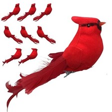 Large Cardinal Clip-On Christmas Decorations - Feathered Wings  Tail 3643