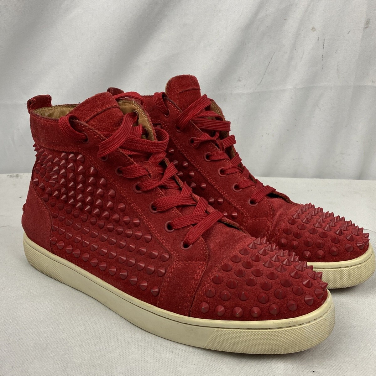 Christian Louboutin Mens Louis Flat Spike Red High Top