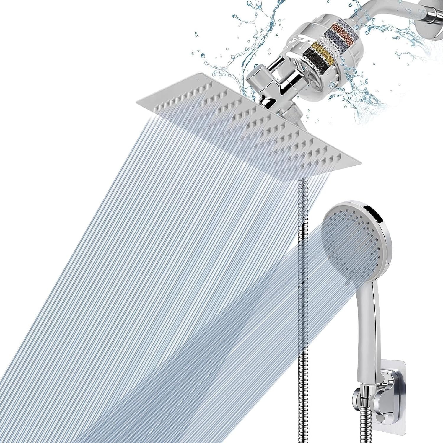 Premium Chrome Shower Head with 1.5M Hose - 5 Settings for Ultimate Relaxation