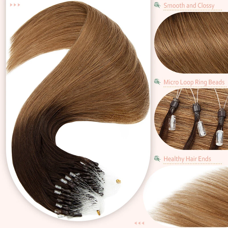Micro Bead Loop Ring Tip Thick Russian Remy Human Hair Extensions 150G Full Head - Image 4 of 4