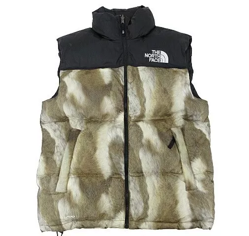 Gilet en duvet Nuptse imprimé fourrure 13Aw Supreme X THE NORTH FACE ND01341 taille S marron