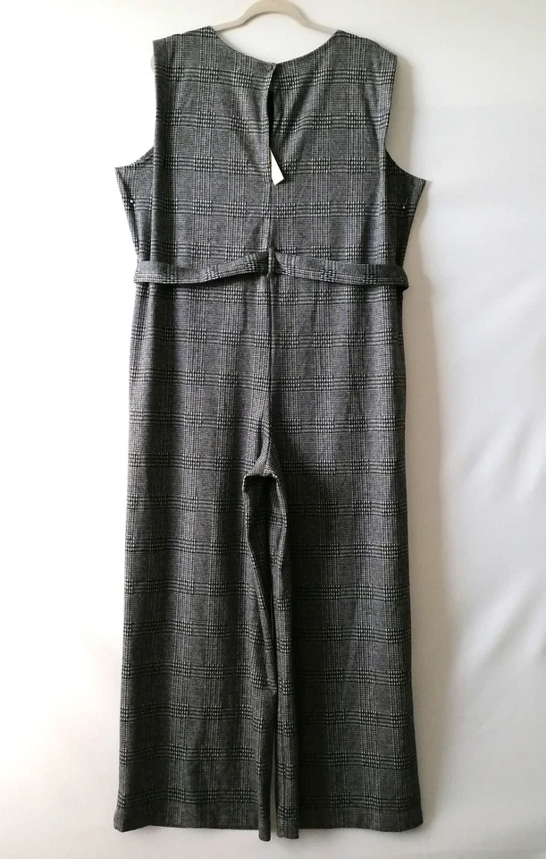 Nuevo con etiquetas Mono Max Studio para mujer gris y negro sin mangas pierna ancha a cuadros talla XL Foto 2 de 4